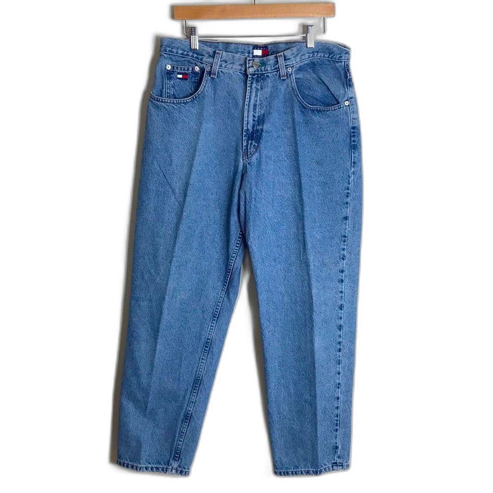 Vtg Tommy Hilfiger 90s big logo light denim retro‎ jeans size 16 33'